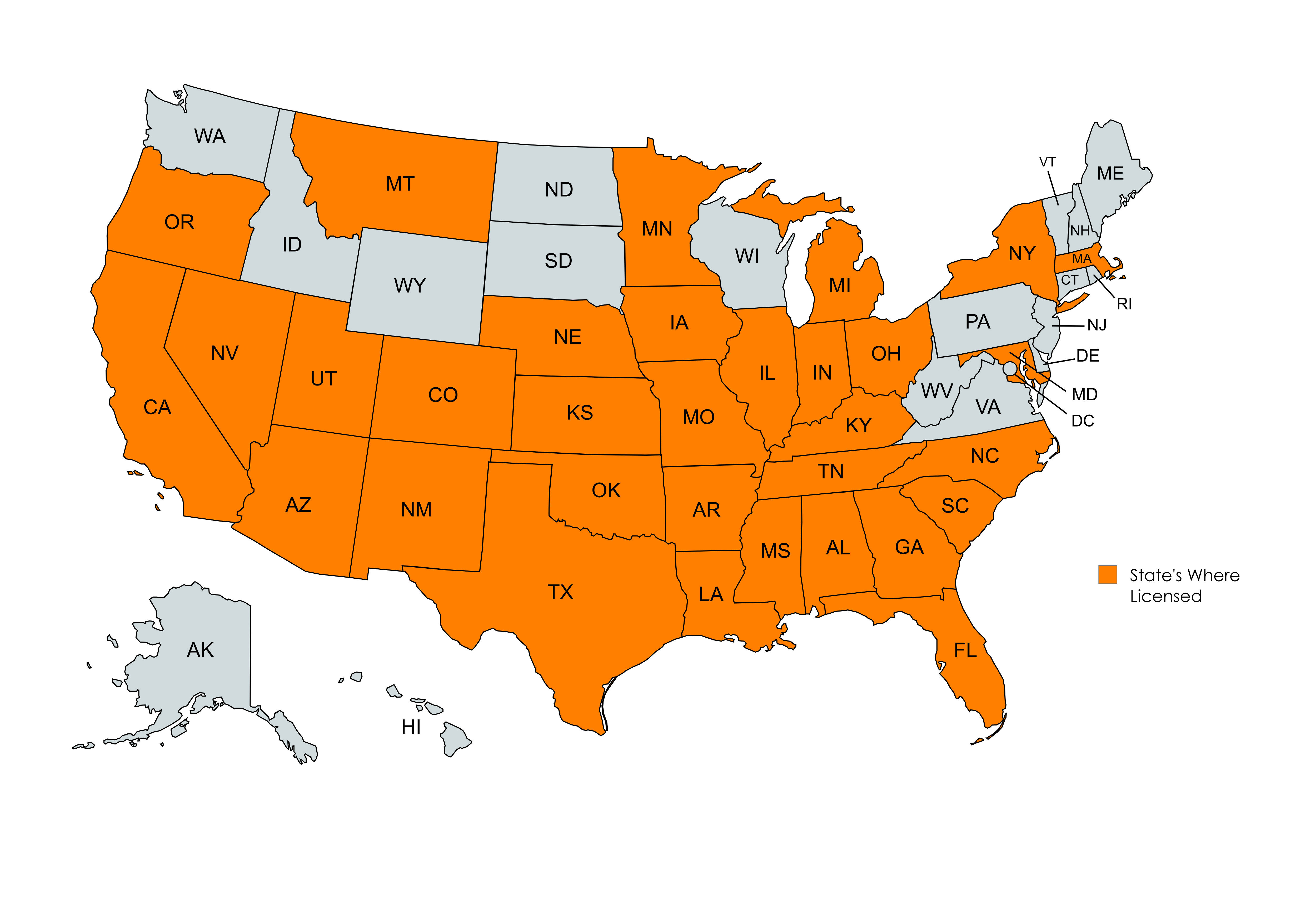 2024 Basis Map of State Licensure - About Basis Consulting Engineers - Basis Consulting Engineers